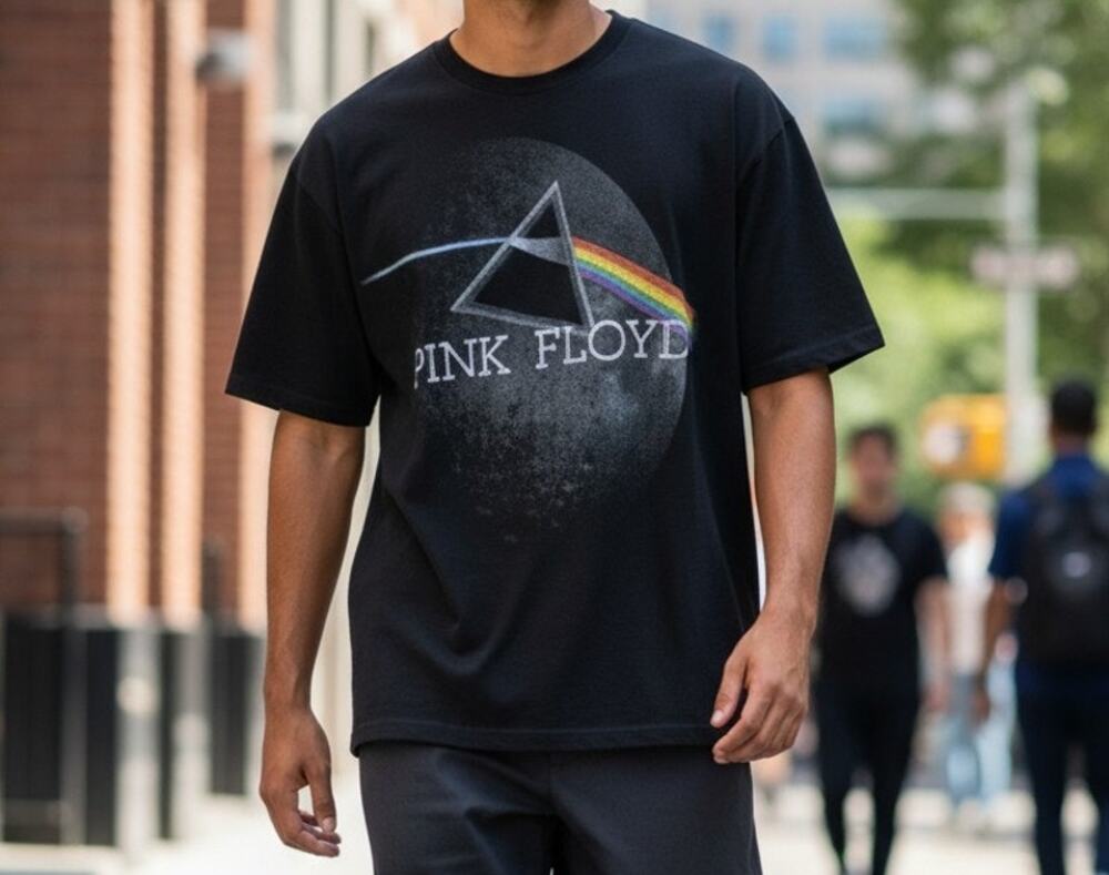 Pink Floyd Dark Side of the Moon Rainbow Prism Men's Large T-Shirt